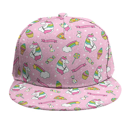 Pink Girly Unicorn Pattern Print Snapback Cap
