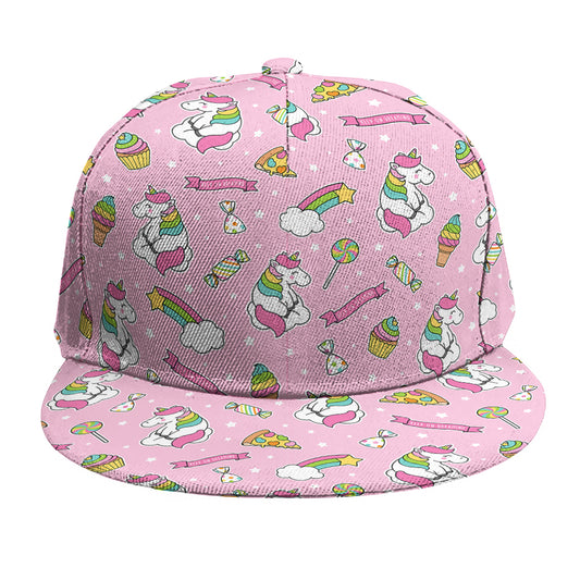 Pink Girly Unicorn Pattern Print Snapback Cap
