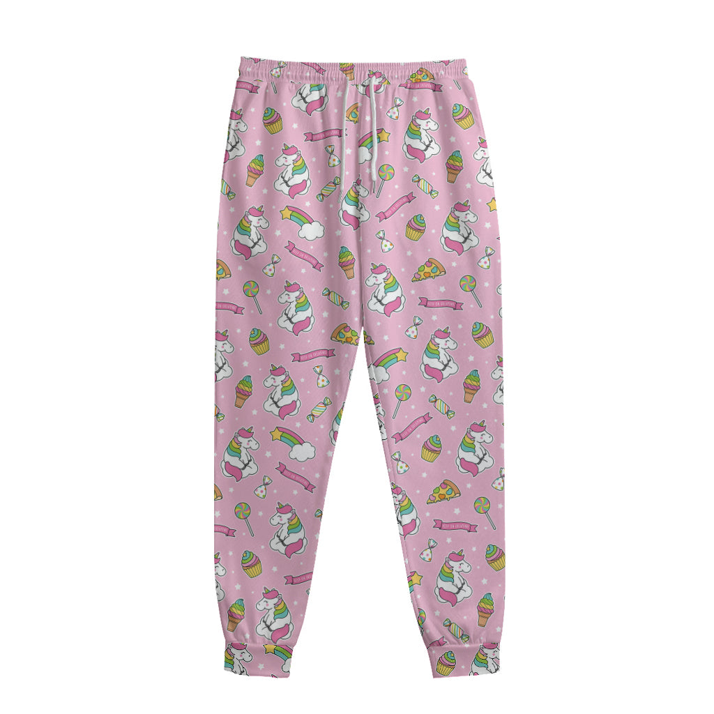 Pink Girly Unicorn Pattern Print Sweatpants