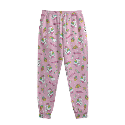 Pink Girly Unicorn Pattern Print Sweatpants