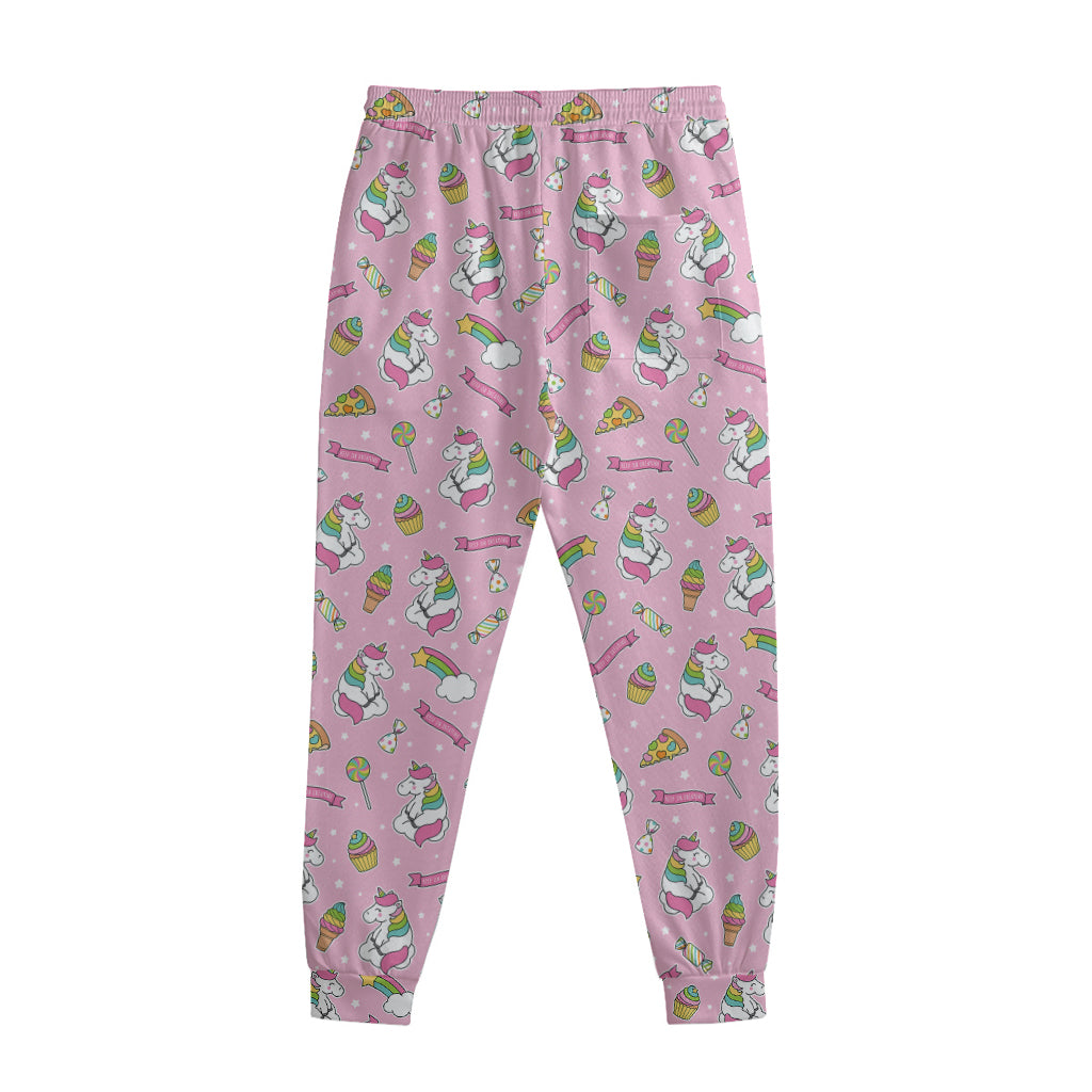 Pink Girly Unicorn Pattern Print Sweatpants