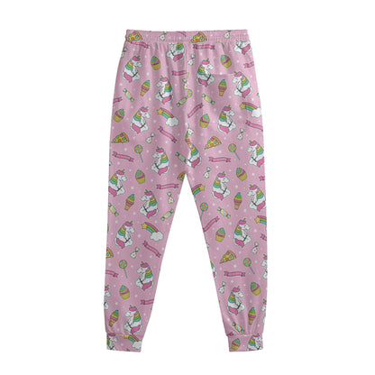 Pink Girly Unicorn Pattern Print Sweatpants