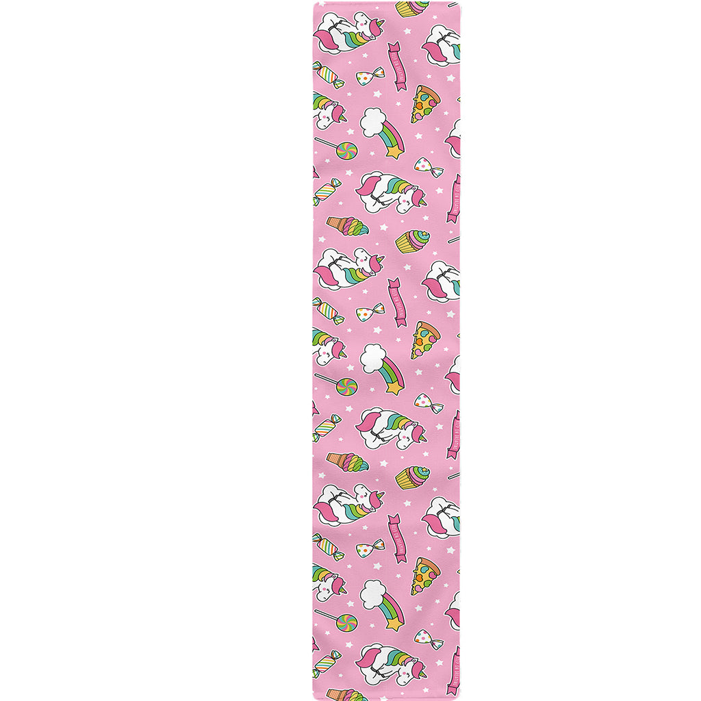 Pink Girly Unicorn Pattern Print Table Runner