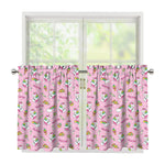 Pink Girly Unicorn Pattern Print Tier Curtains