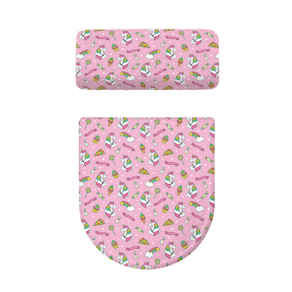 Pink Girly Unicorn Pattern Print Toilet Lid And Tank Cover Set