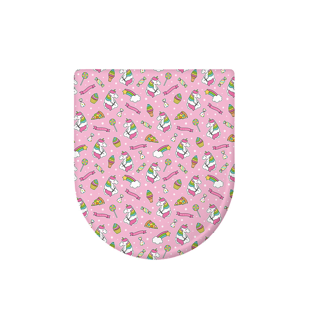 Pink Girly Unicorn Pattern Print Toilet Lid Cover