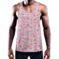 Pink Girly Unicorn Pattern Print Men's Workout Tank Top