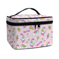 Pink Girly Unicorn Pattern Print Travel Makeup Bag