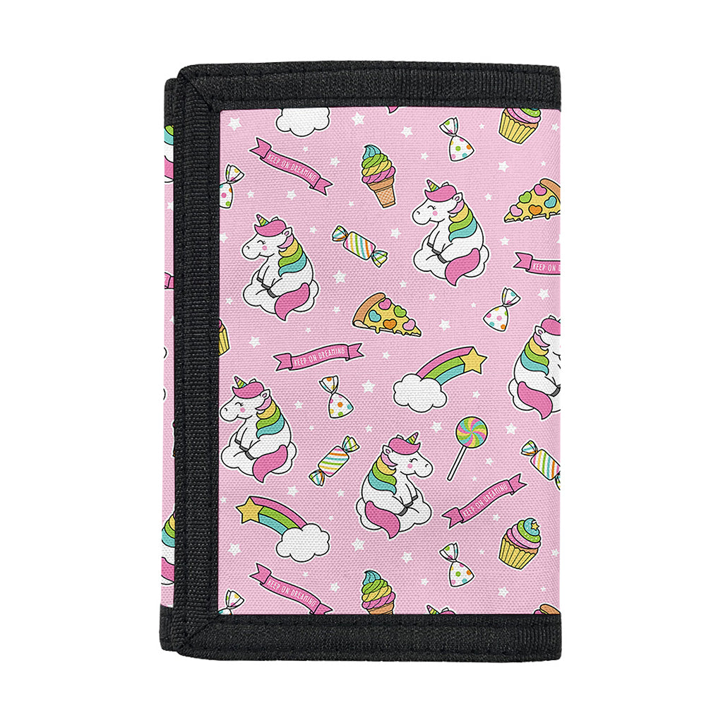 Pink Girly Unicorn Pattern Print Trifold Wallet