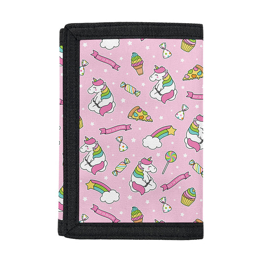 Pink Girly Unicorn Pattern Print Trifold Wallet