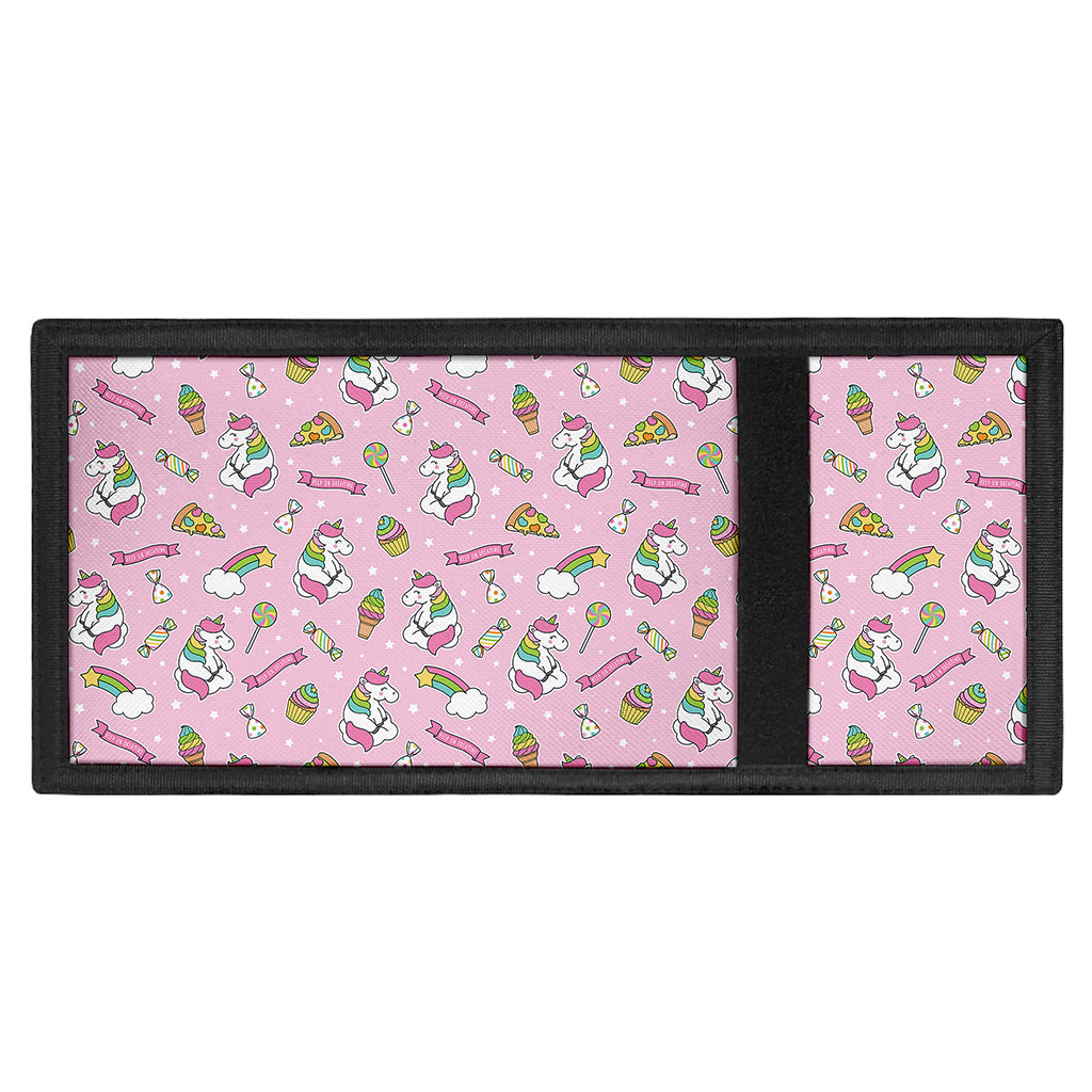 Pink Girly Unicorn Pattern Print Trifold Wallet