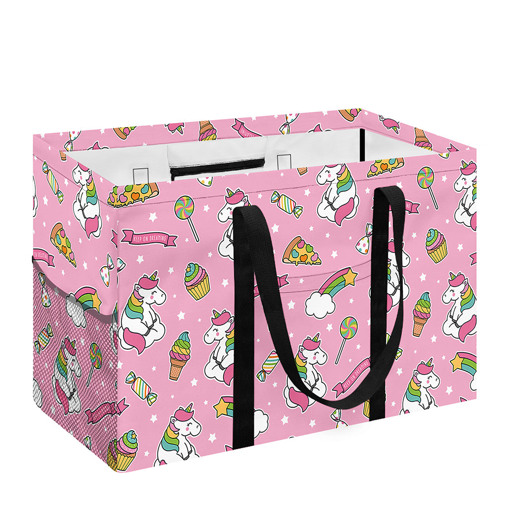 Pink Girly Unicorn Pattern Print Utility Tote Bag