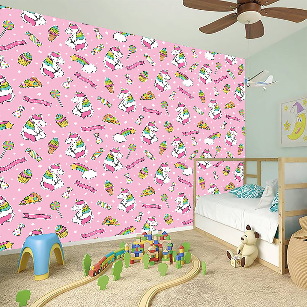 Pink Girly Unicorn Pattern Print Wall Sticker