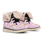 Pink Girly Unicorn Pattern Print Winter Boots