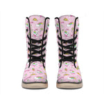 Pink Girly Unicorn Pattern Print Winter Boots