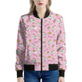 Pink Girly Unicorn Pattern Print Women's Bomber Jacket
