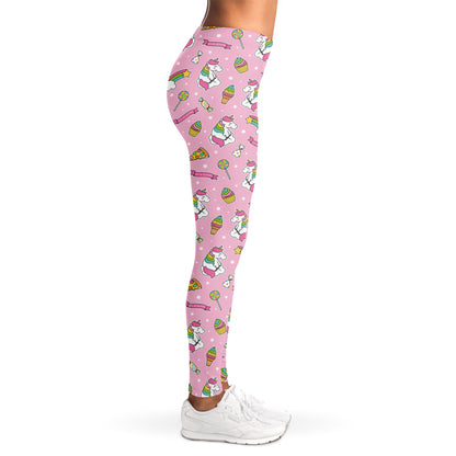 Pink Girly Unicorn Pattern Print Women's Leggings