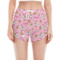 Pink Girly Unicorn Pattern Print Women's Split Running Shorts