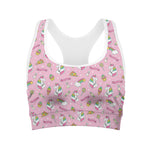 Pink Girly Unicorn Pattern Print Women's Sports Bra