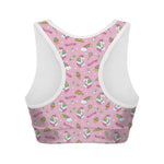 Pink Girly Unicorn Pattern Print Women's Sports Bra