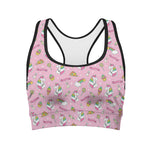 Pink Girly Unicorn Pattern Print Women's Sports Bra