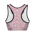 Pink Girly Unicorn Pattern Print Women's Sports Bra