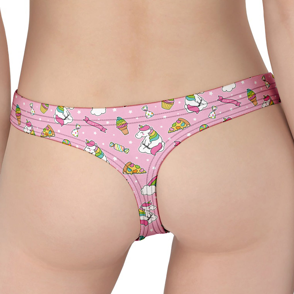 Pink Girly Unicorn Pattern Print Women's Thong