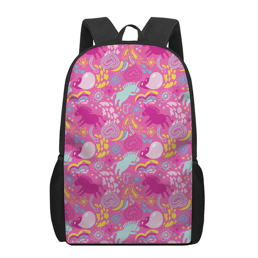 Pink Girly Unicorn Print 17 Inch Backpack