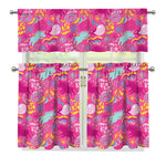 Pink Girly Unicorn Print 3 Piece Kitchen Curtains