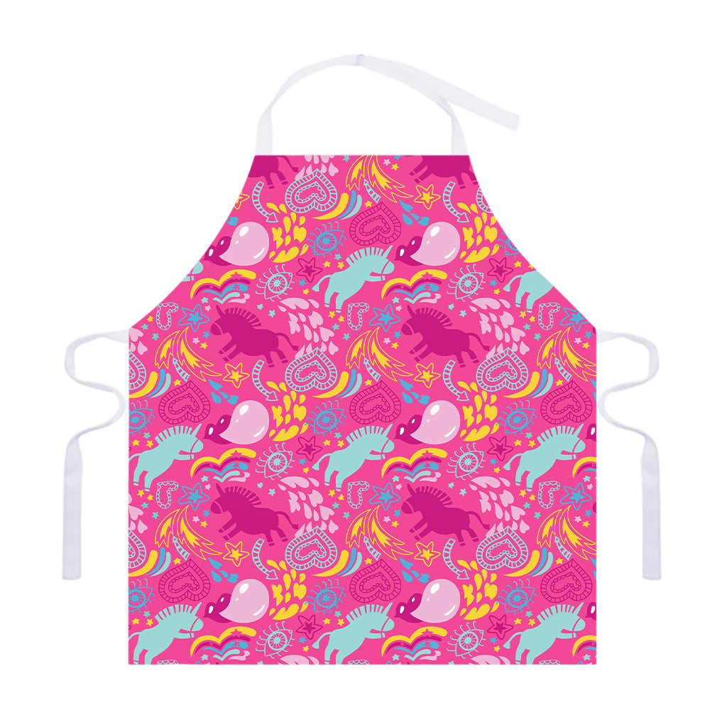 Pink Girly Unicorn Print Adjustable Apron