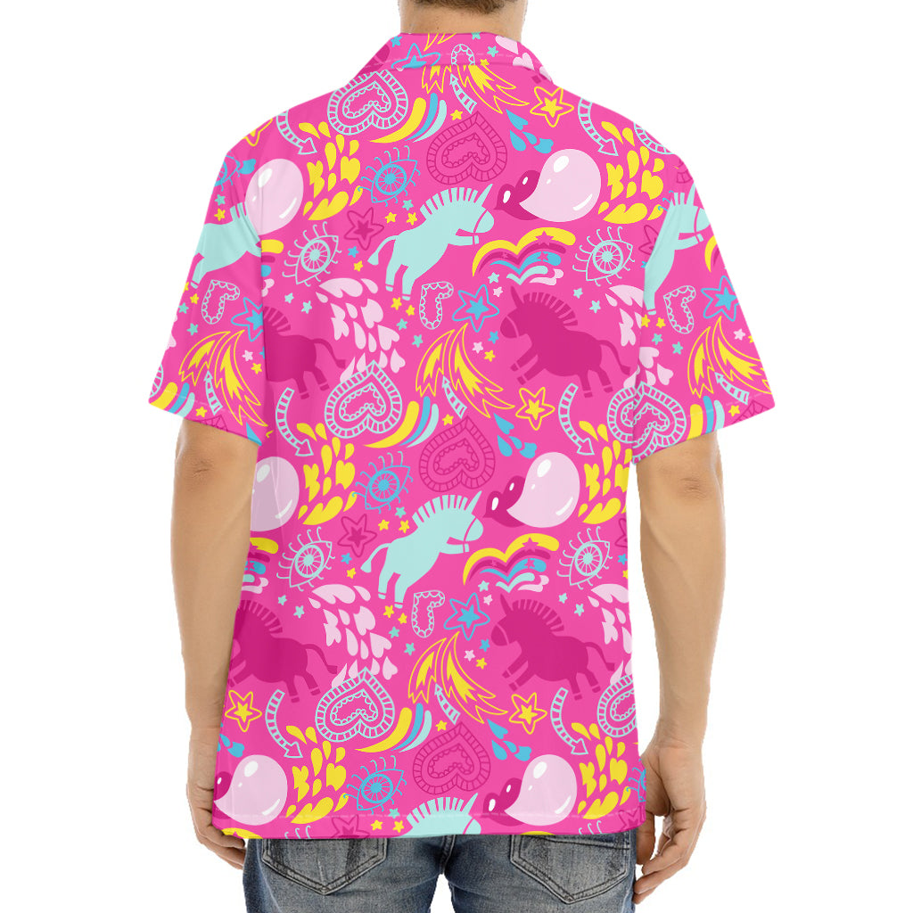 Pink Girly Unicorn Print Aloha Shirt