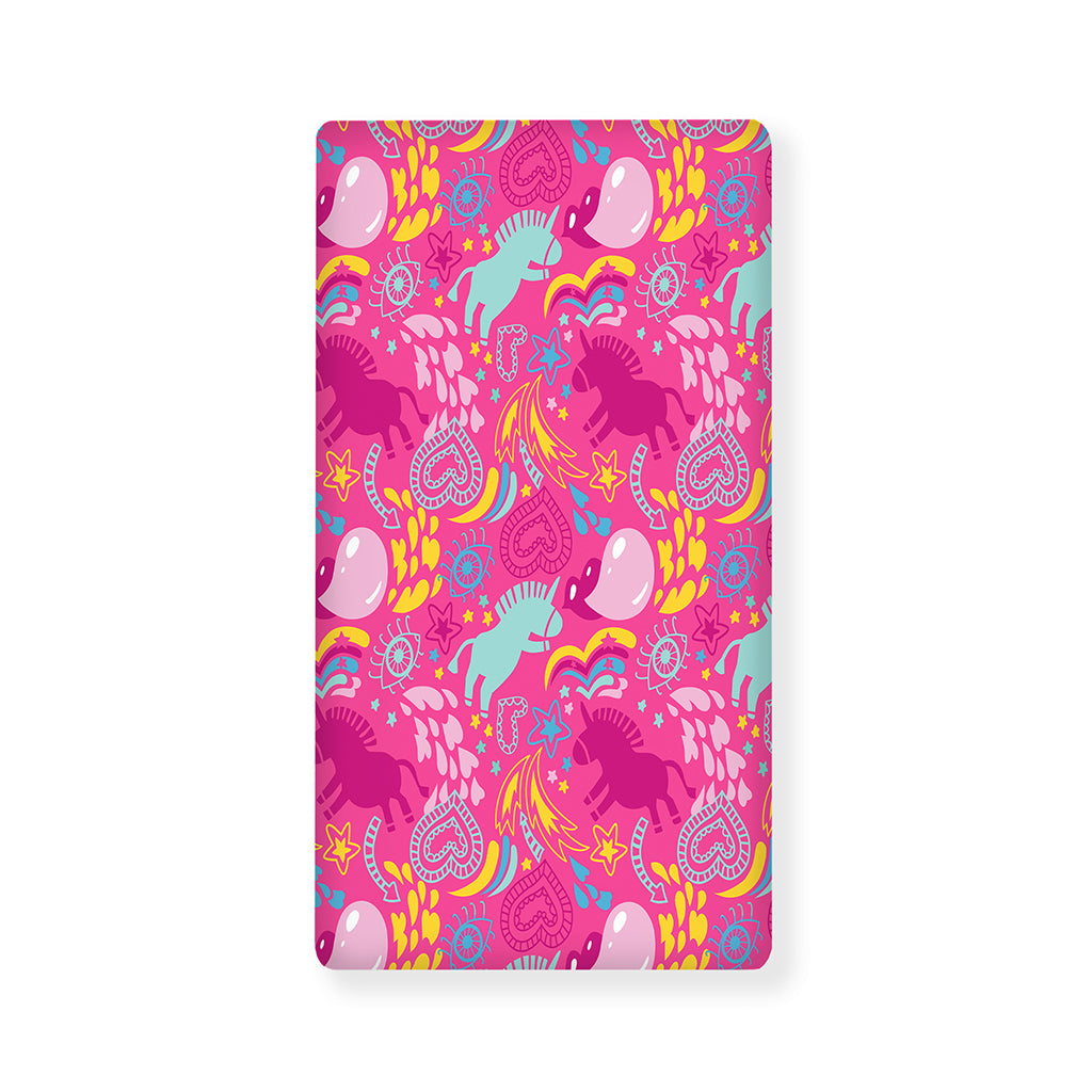 Pink Girly Unicorn Print Baby Crib Sheet
