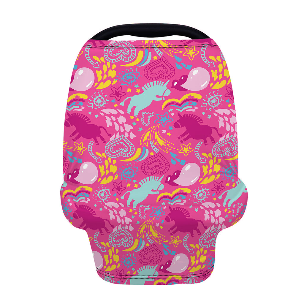 Pink Girly Unicorn Print Baby Seat Cover
