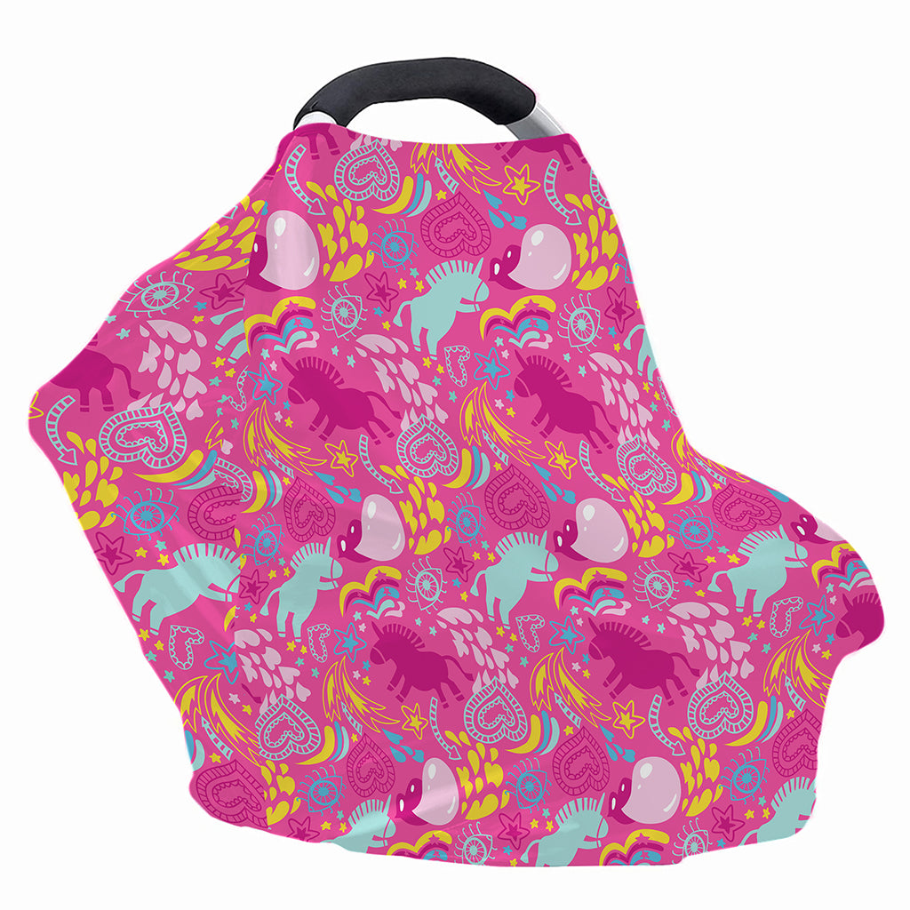 Pink Girly Unicorn Print Baby Seat Cover
