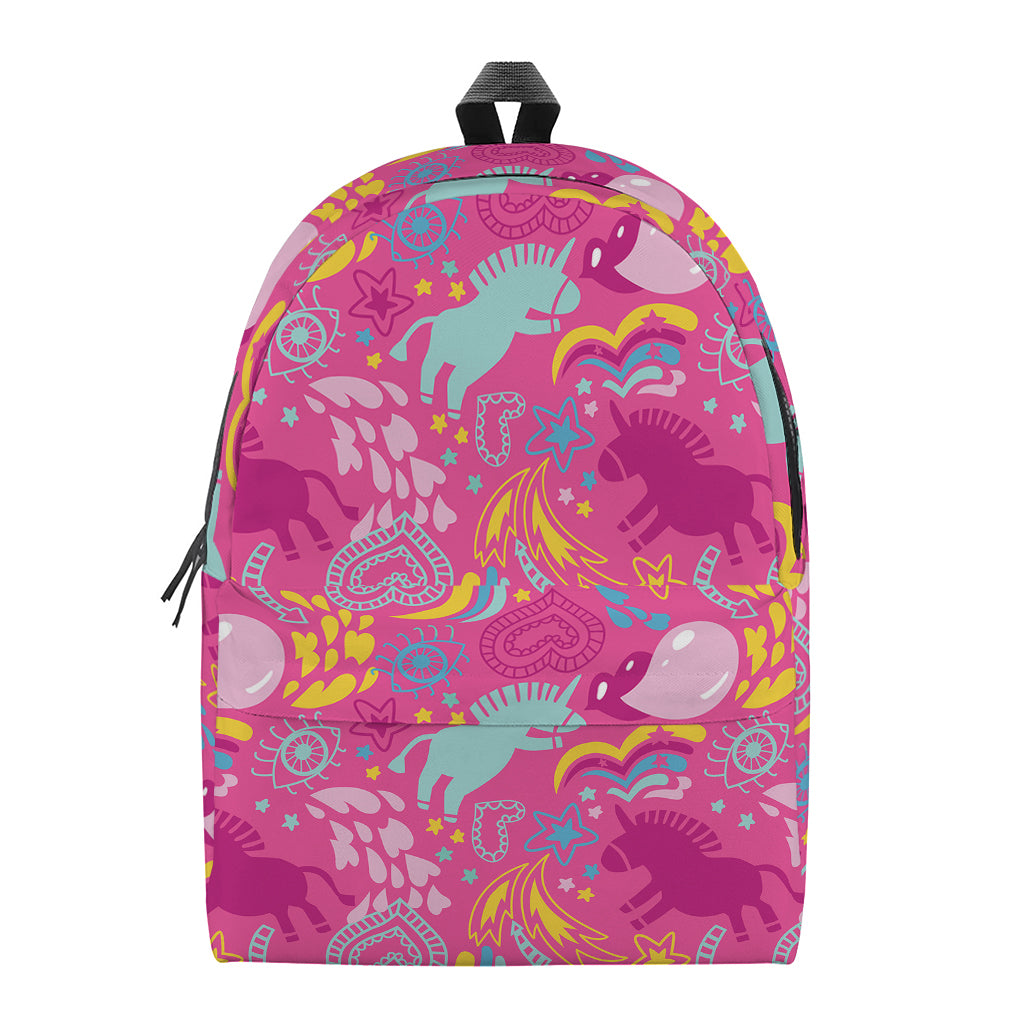Pink Girly Unicorn Print Backpack