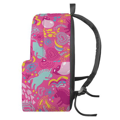 Pink Girly Unicorn Print Backpack