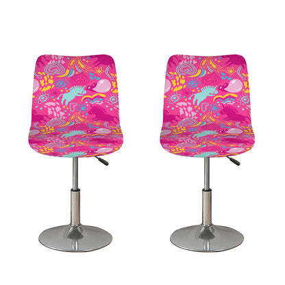 Pink Girly Unicorn Print Bar Stool Covers