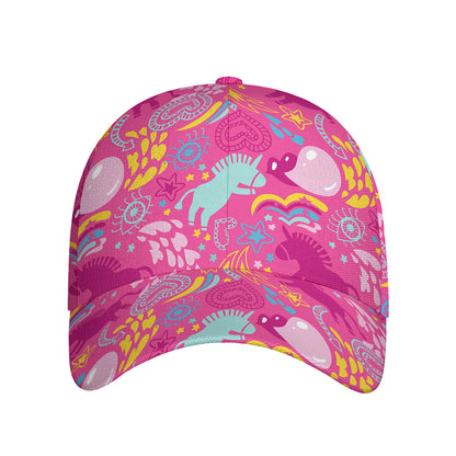 Pink Girly Unicorn Print Baseball Cap