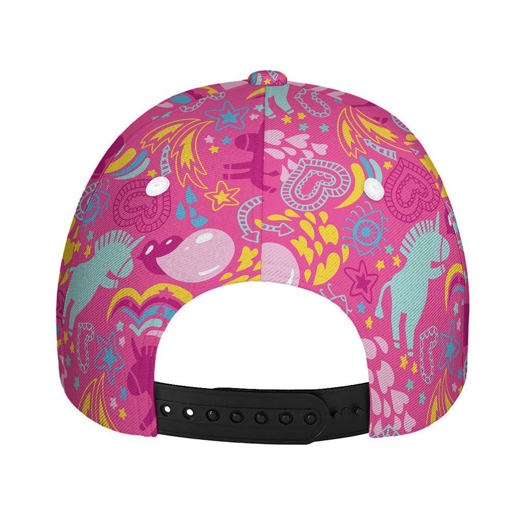 Pink Girly Unicorn Print Baseball Cap