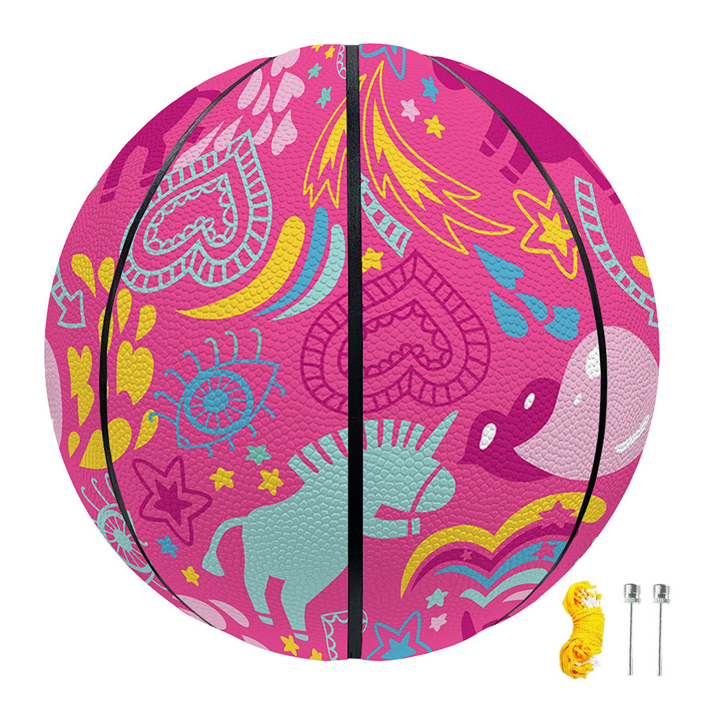 Pink Girly Unicorn Print Basketball