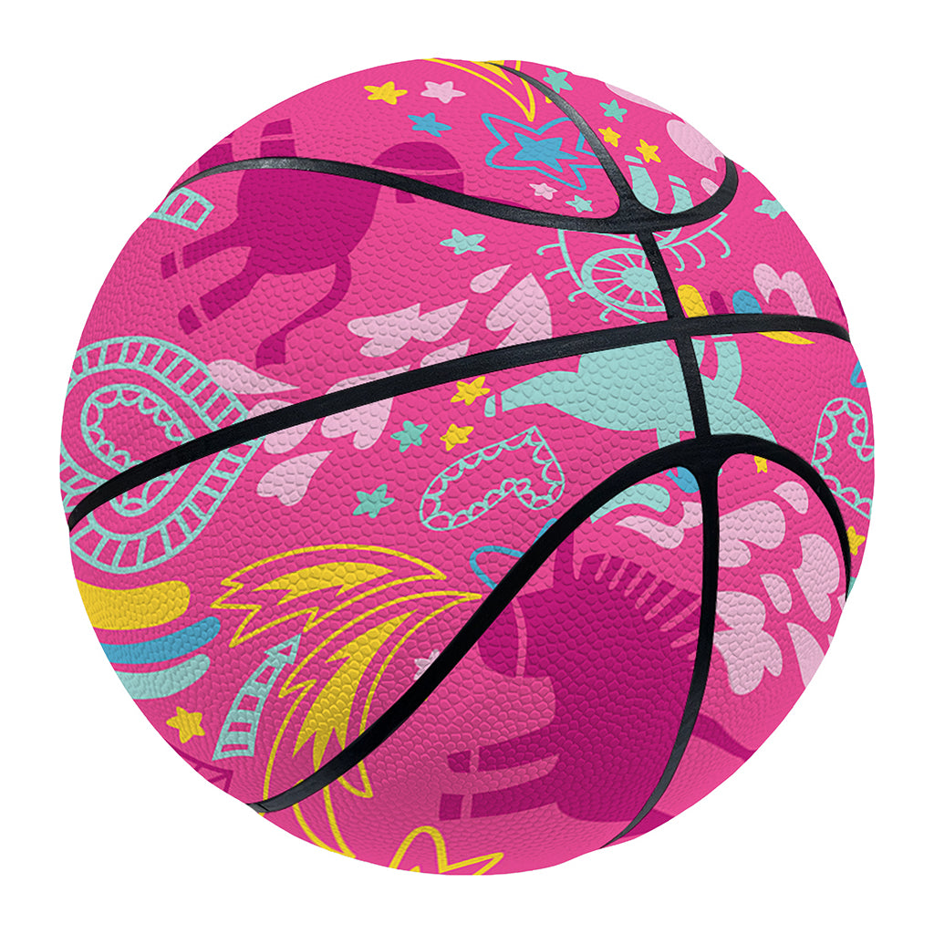 Pink Girly Unicorn Print Basketball