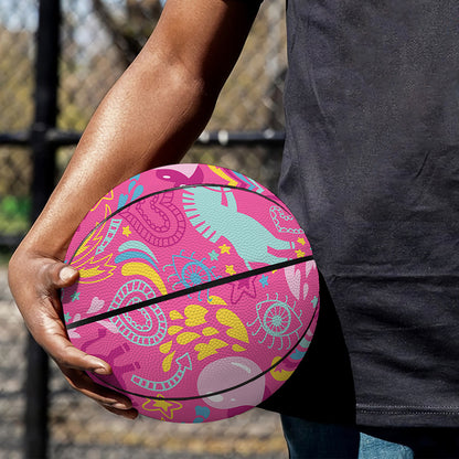 Pink Girly Unicorn Print Basketball