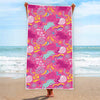 Pink Girly Unicorn Print Beach Towel