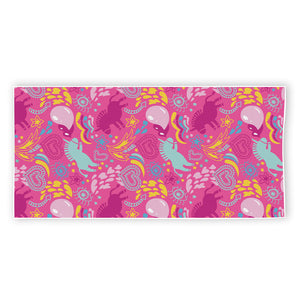 Pink Girly Unicorn Print Beach Towel