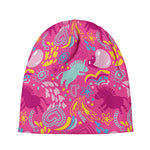 Pink Girly Unicorn Print Beanie
