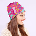 Pink Girly Unicorn Print Beanie