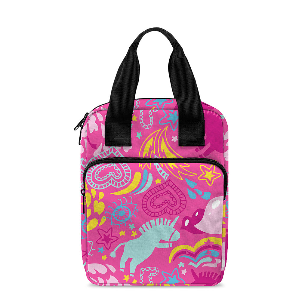 Pink Girly Unicorn Print Bible Tote Bag