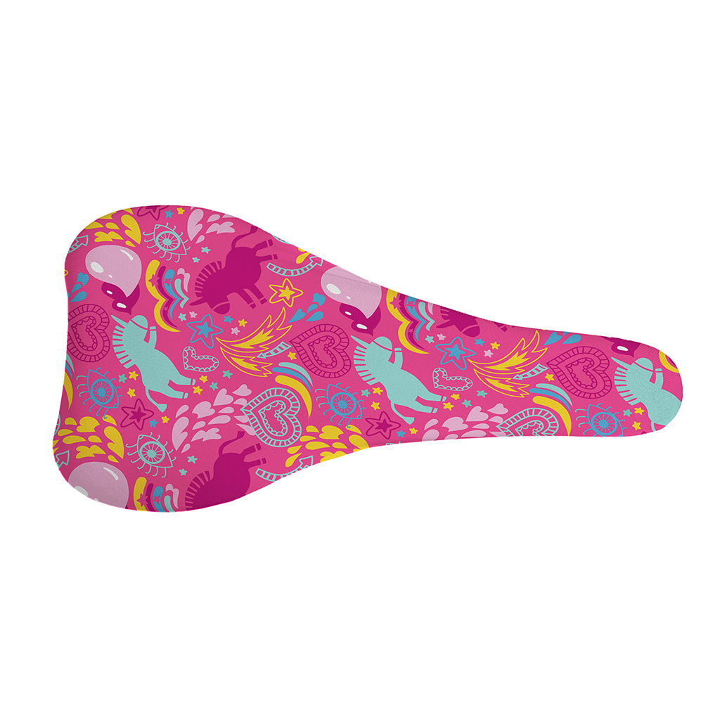 Pink Girly Unicorn Print Bicycle Seat Cover