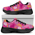 Pink Girly Unicorn Print Black Chunky Shoes