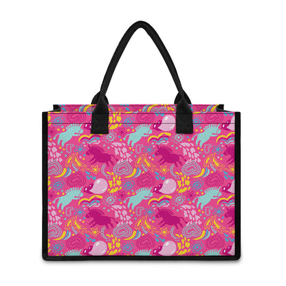 Pink Girly Unicorn Print Canvas Tote Bag